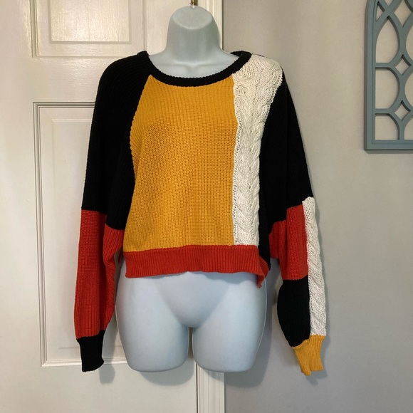 Sincerly Jules Sweaters - Sincerely Jules Colorblock Sweater - Black, Red, Yellow, White